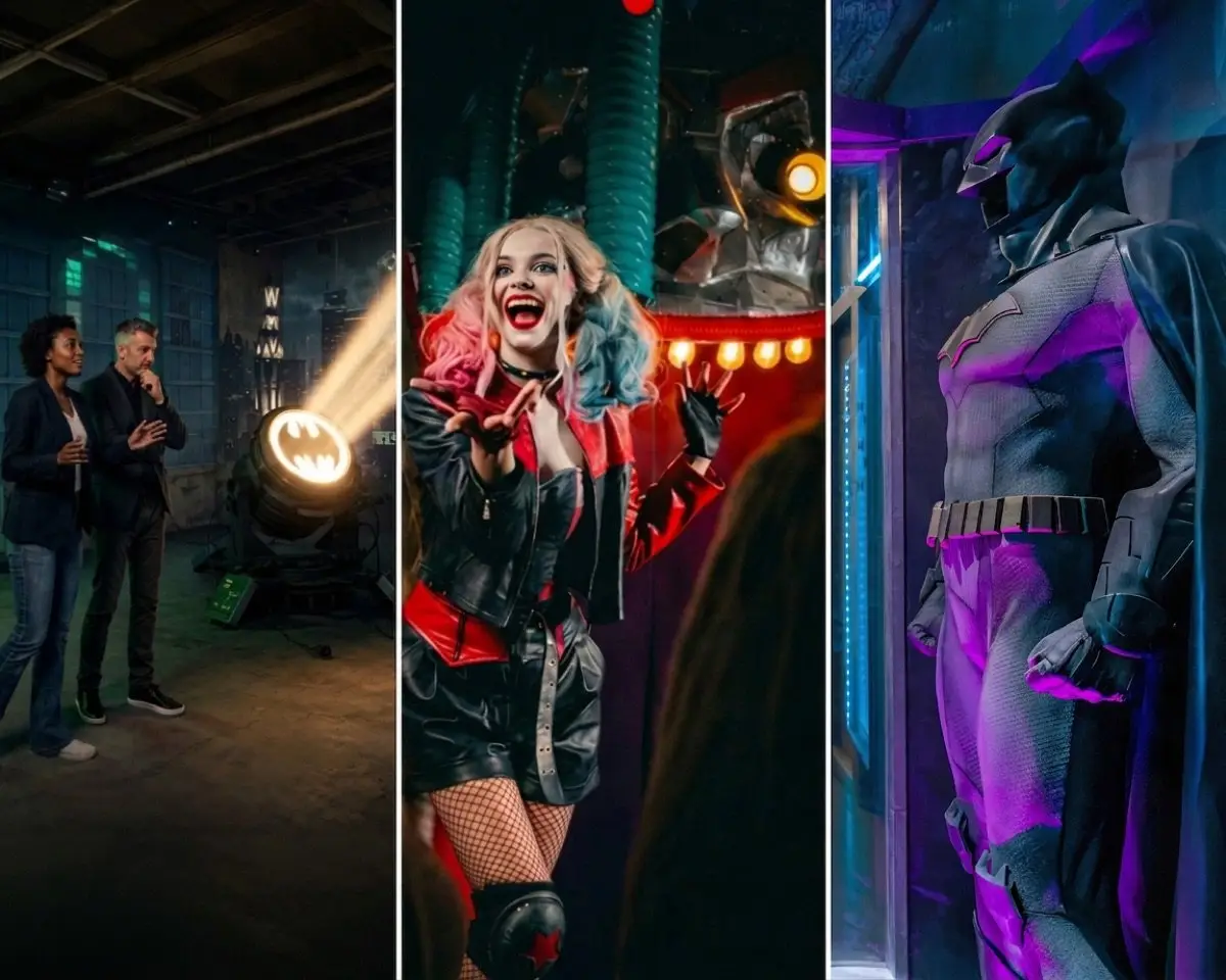 Les trois univers de Batman Escape : le Commissariat de Gotham, Harley Quinn et la Batcave